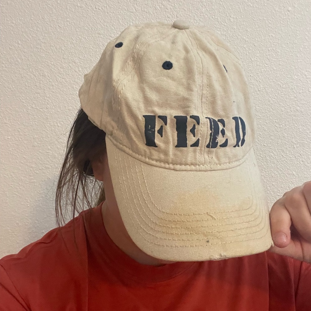 Distressed ‘feed’ hat